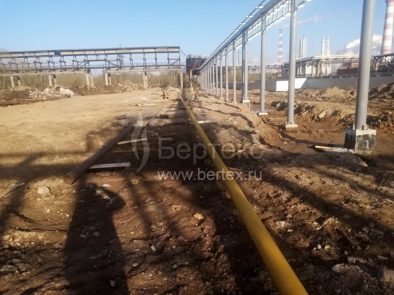 Монтаж газопровода на заводе Полипласт Северо-запад, г. Кингисепп